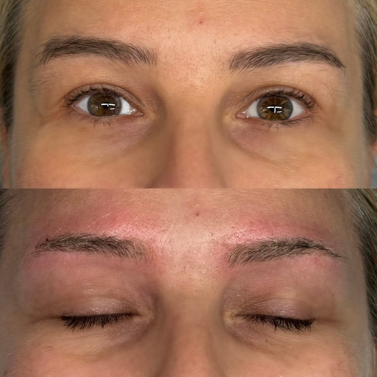 Incorrect brow shape before removal — Skarlet Leon Bournemouth PMU specialist