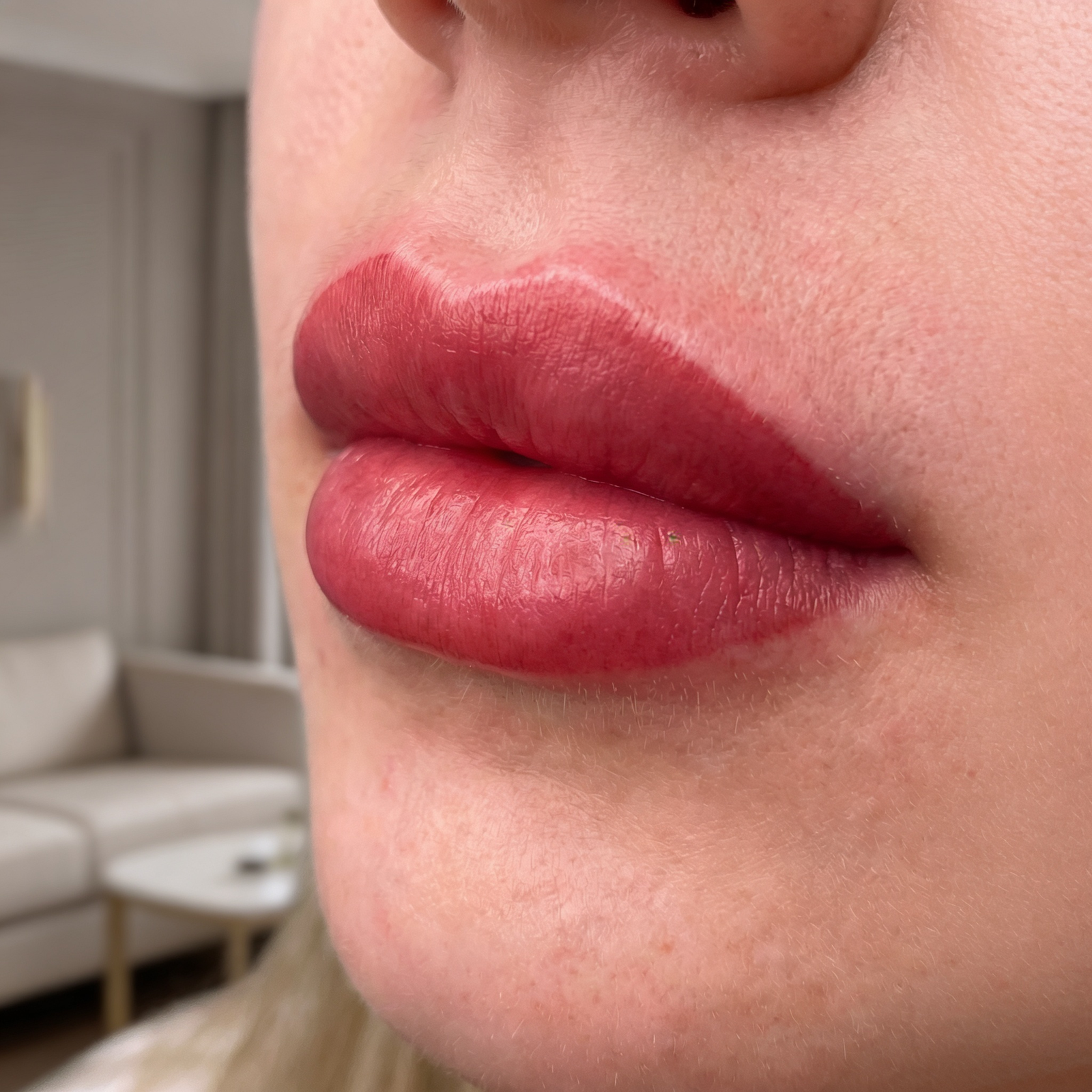 Fresh vivid lip blush just done