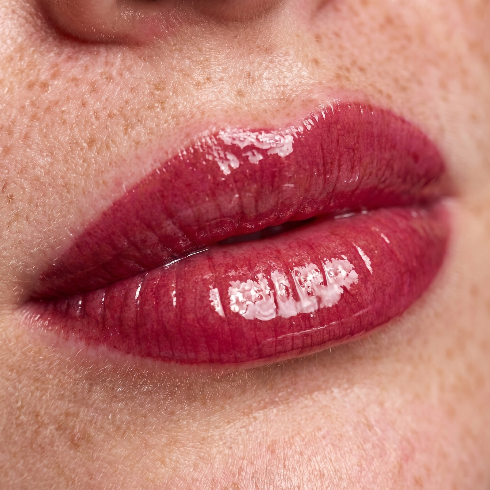 Lip blush healing day 1 immediate after