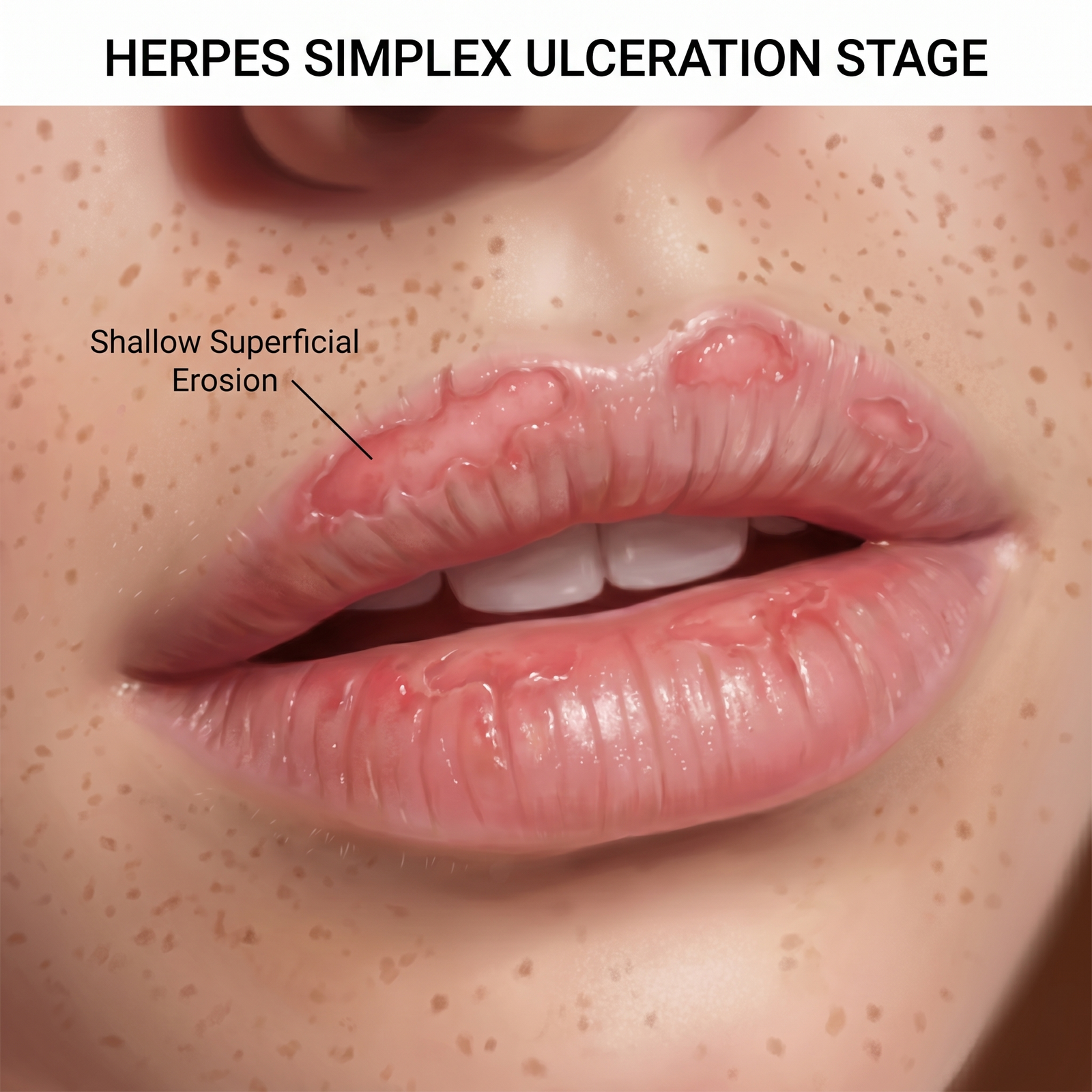 Cold sore stage 5 open sore