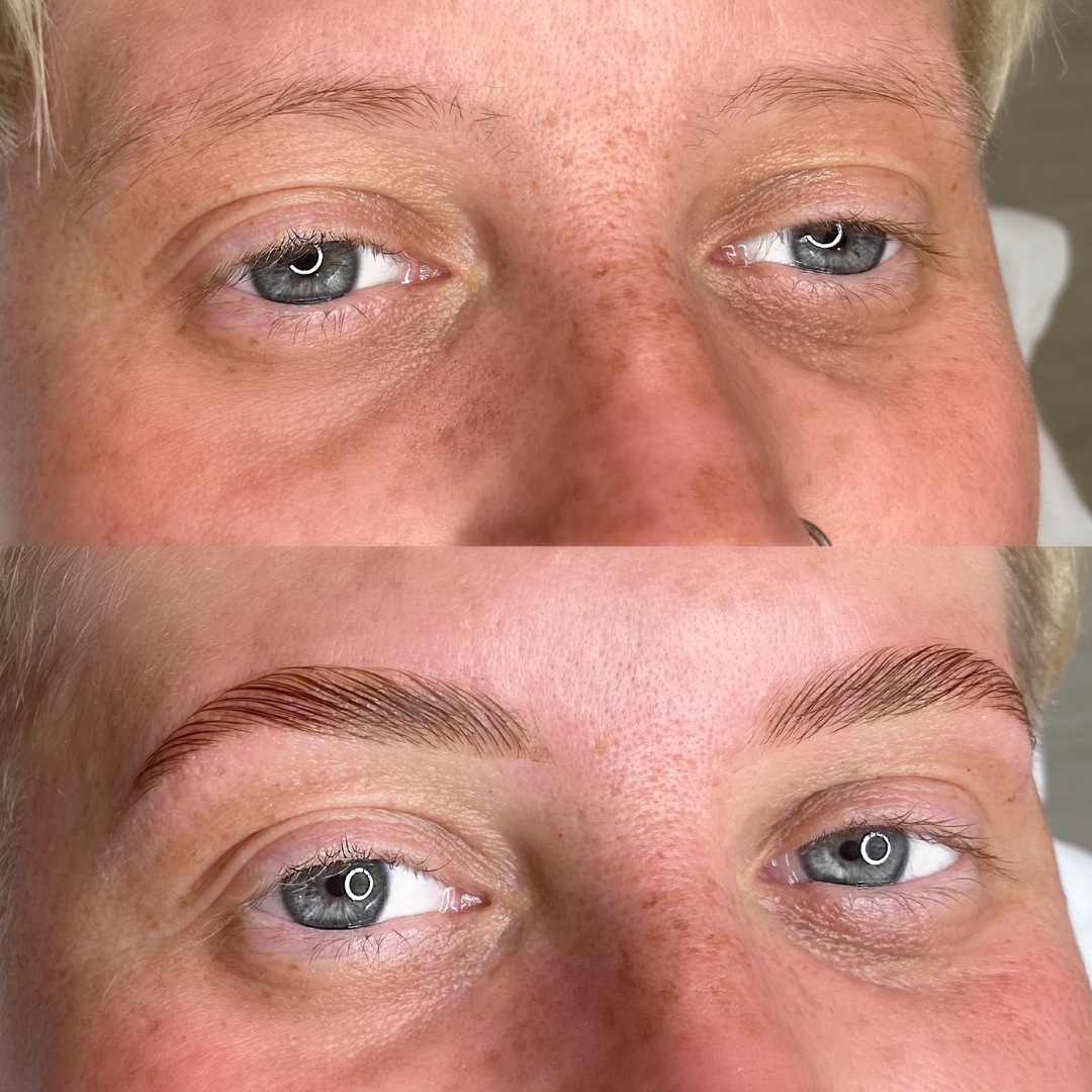 Blonde client brow lamination before and after — Skarlet Leon Bournemouth